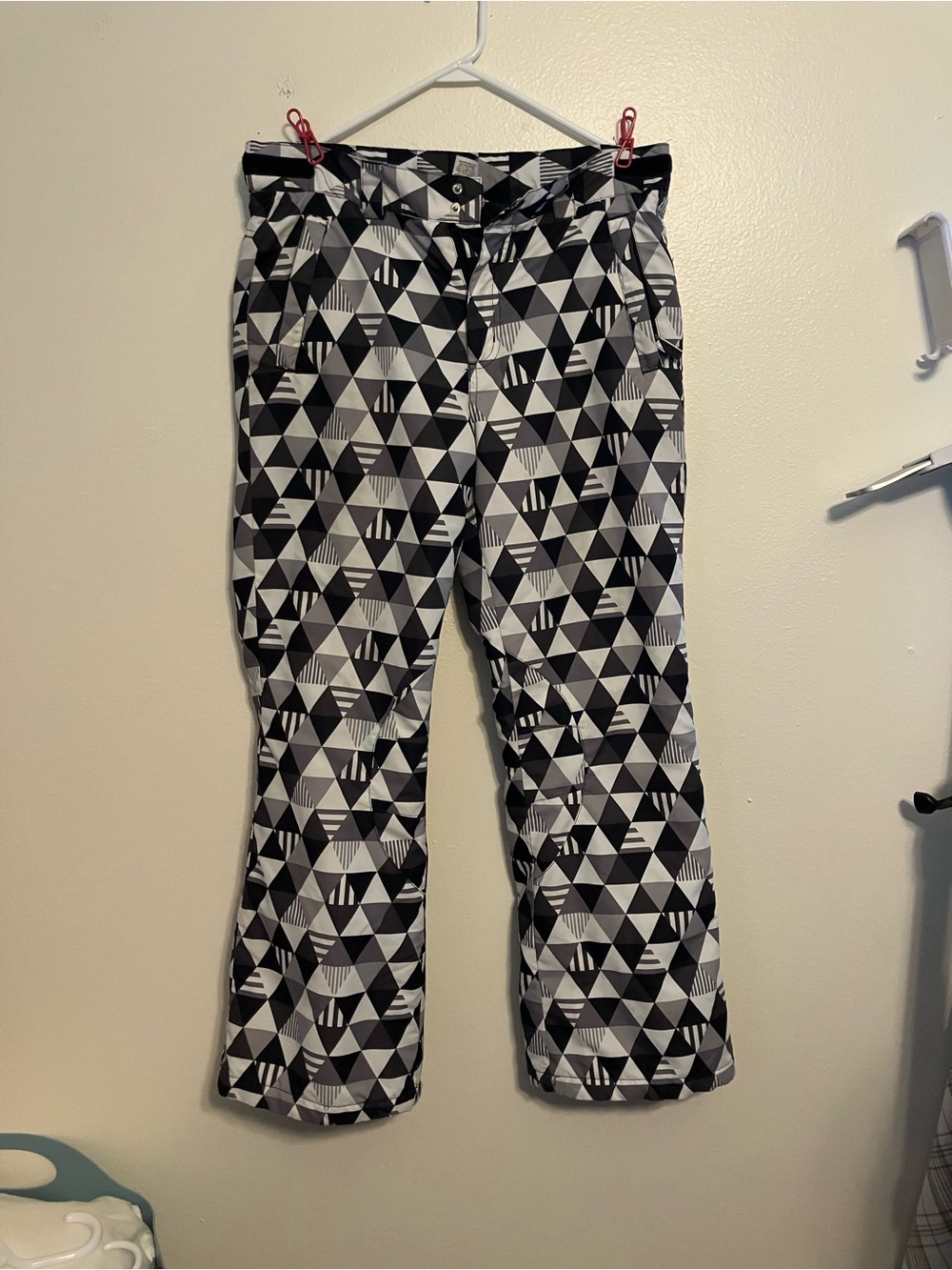 Athletech Black, White & Lime Logo Geometric Snow Pants